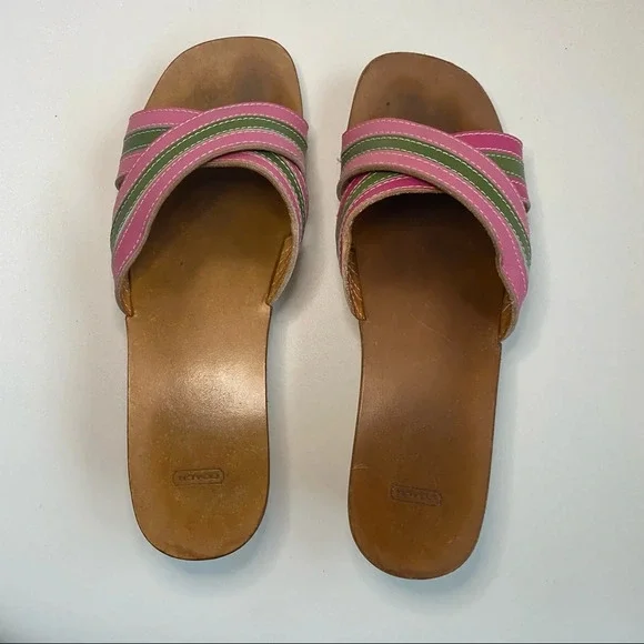 Coach Clog Mule Leather Stripe Sandal - Picture 2 of 16